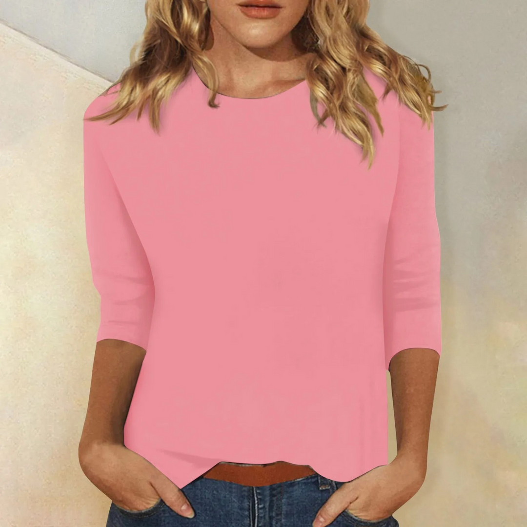 Elegante t-shirt da donna a maniche lunghe con scollo rotondo da indossare tutti i giorni