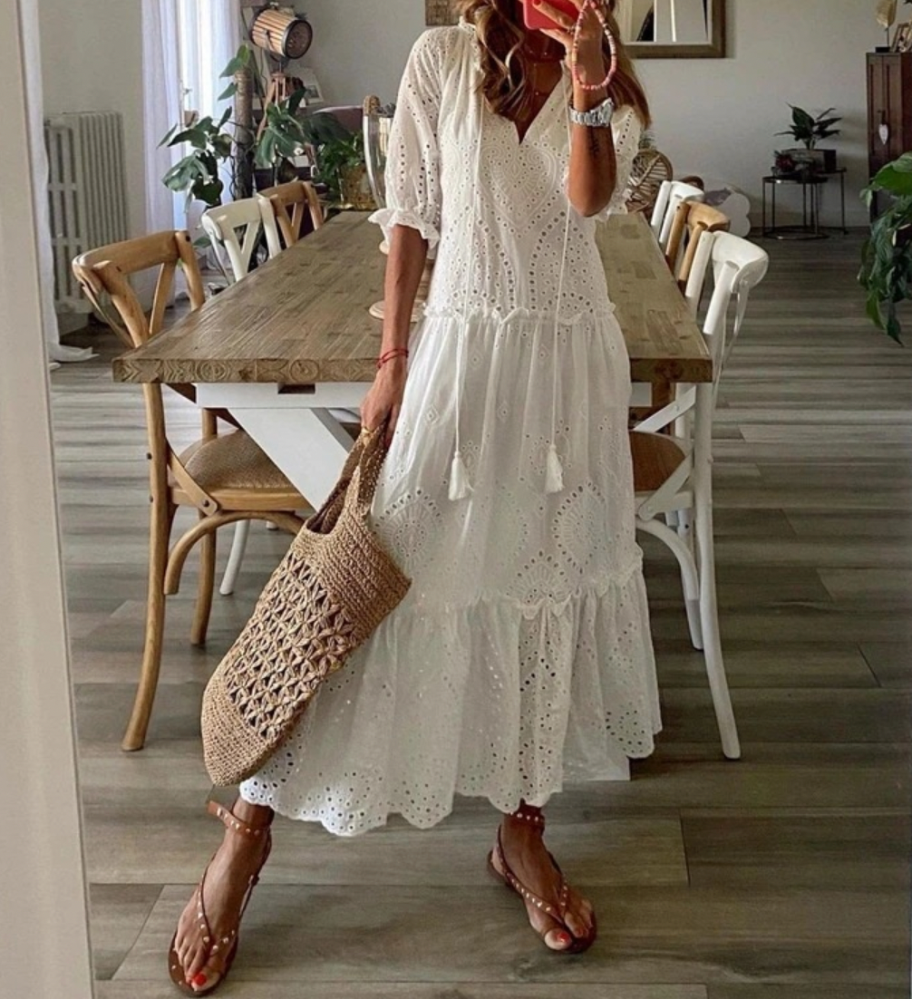 <html>Laetitia – Abito Tunica Bohemien con Stampa Unica</html>