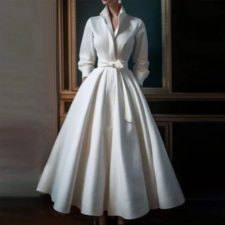 <html><body>Vale | Abito maxi a linea A elegante con maniche lunghe raffinate</body></html>
