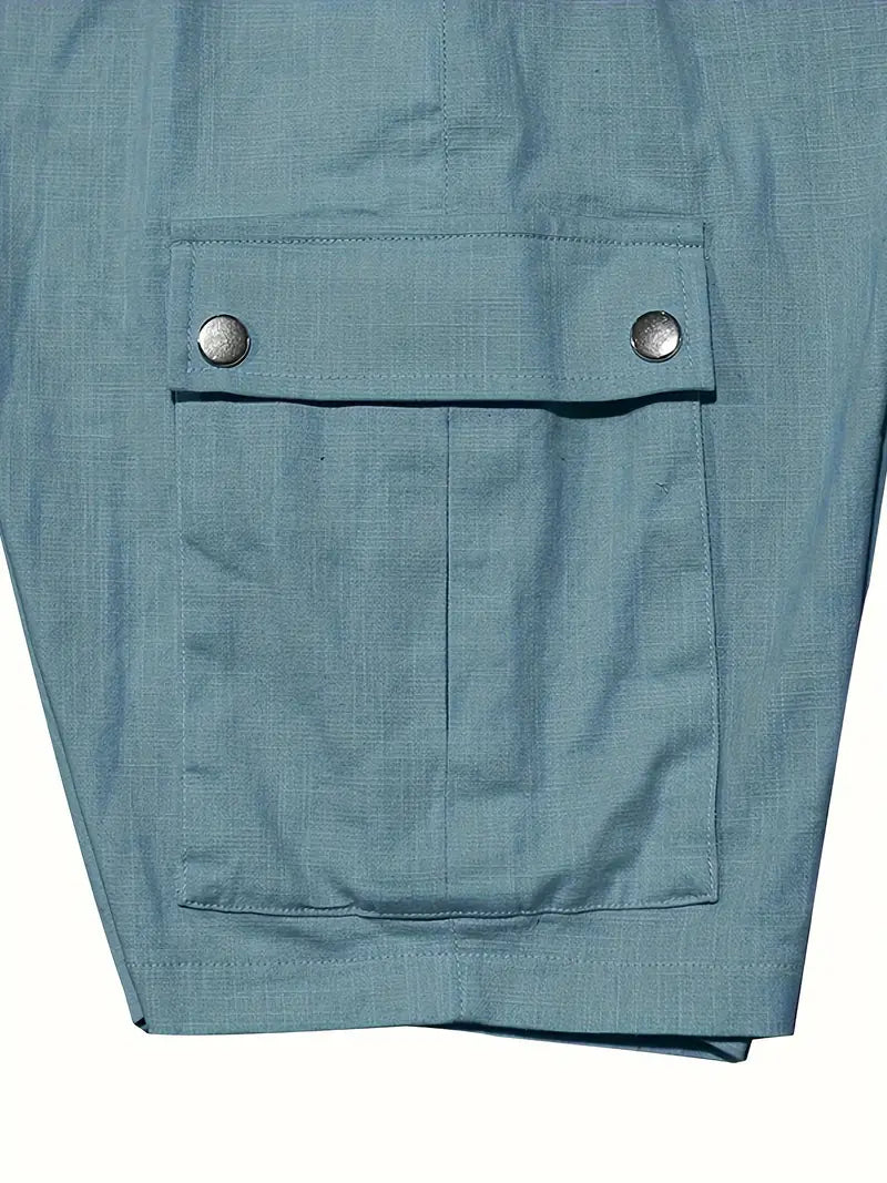Pantaloncini cargo da uomo in lino con orlo elasticizzato per il massimo comfort e un look alla moda