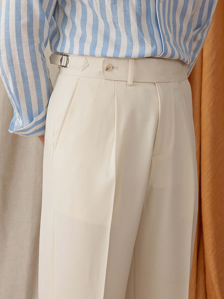 Pantaloni casual da uomo in stile antico, con una comoda vita alta per un look elegante
