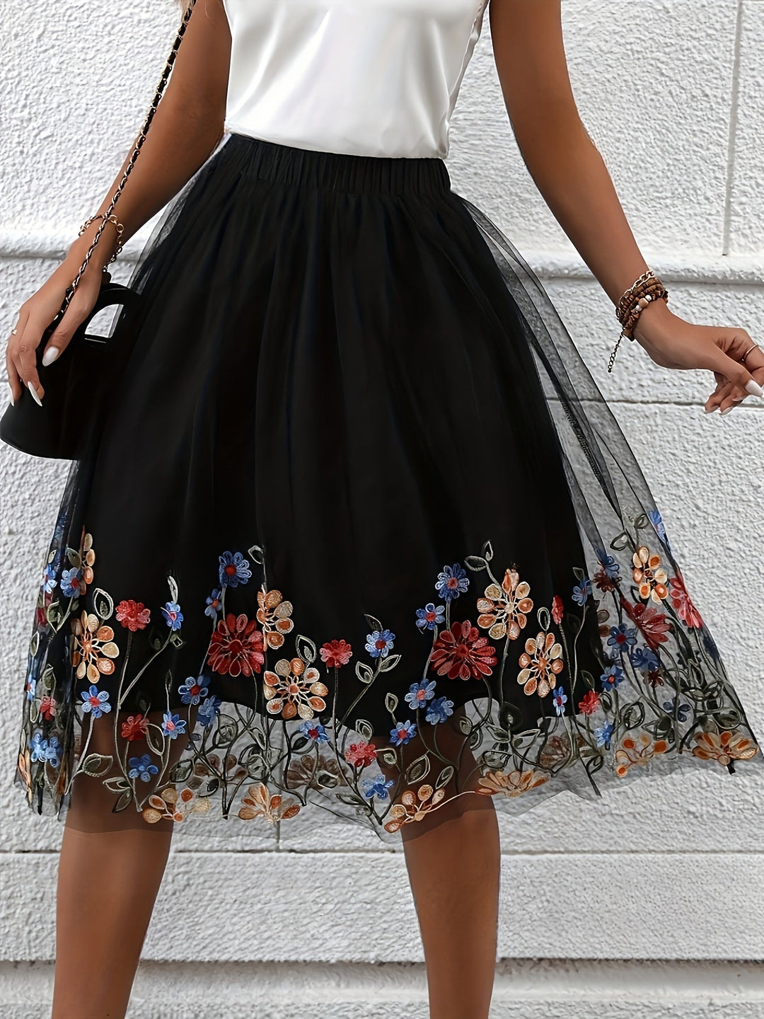 Elegante Rok midi da donna con stampa a fiori - Reeva per un'elegante struttura