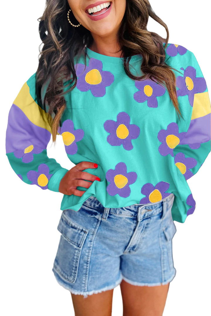 Elora - Blusa Floreale Blu Celeste per un Look Rinfrescante