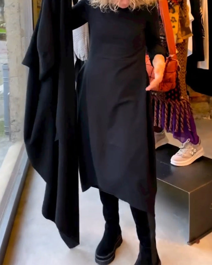 Eva™ - Abito Midi Nero con Tasche