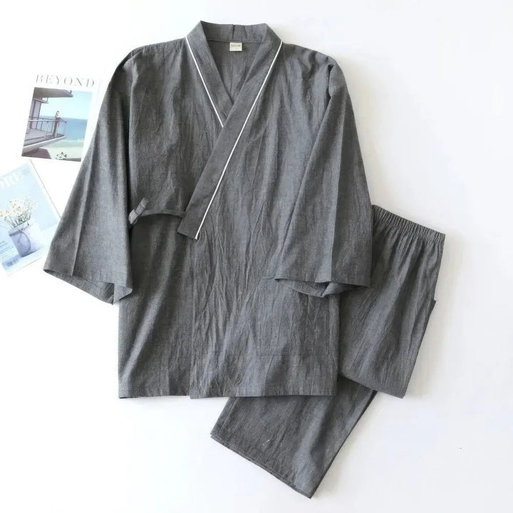 Esclusivo set di pigiama in tweed con elegante kimono giapponese per uomo
