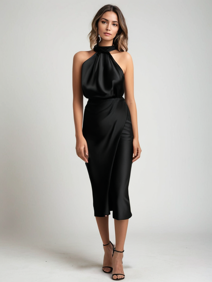 <Fiona | Abito da sera chic con spalle scoperte e colletto alla moda>
