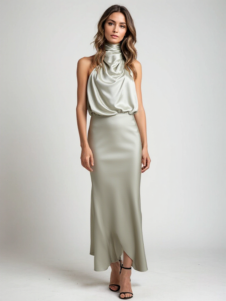 <Fiona | Abito da sera chic con spalle scoperte e colletto alla moda>