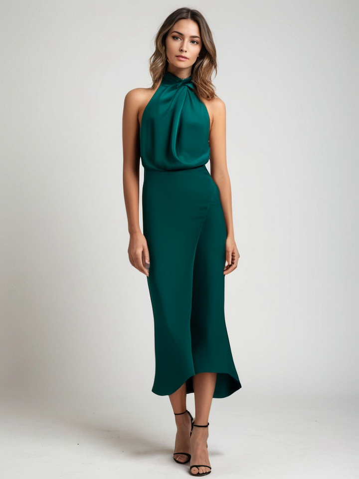 <Fiona | Abito da sera chic con spalle scoperte e colletto alla moda>
