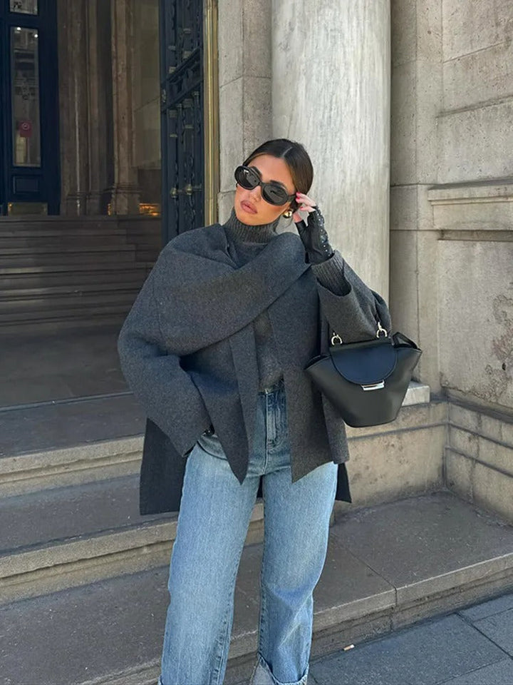 Maddalena™ - Trench in lana con sciarpa