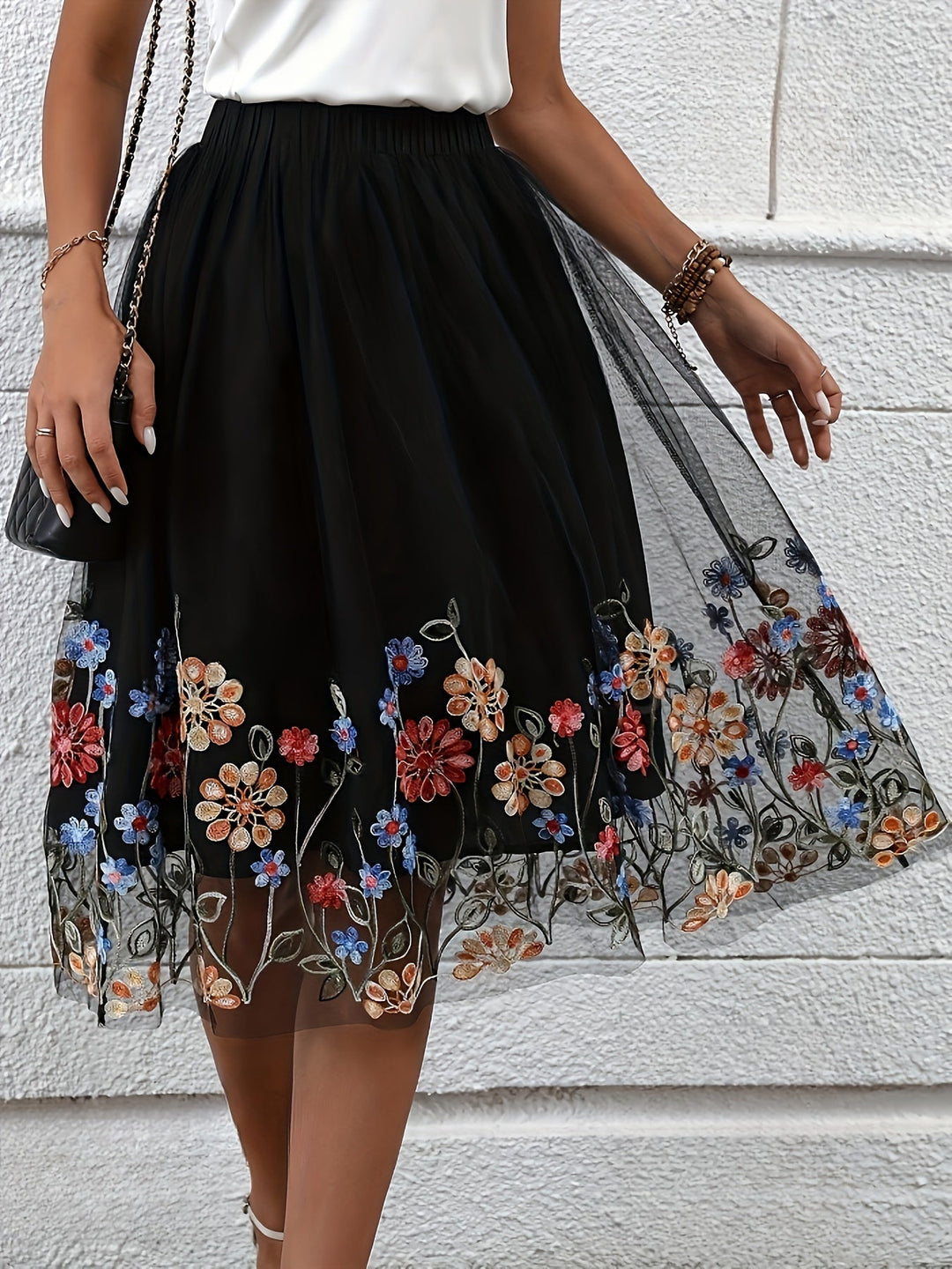 Elegante Rok midi da donna con stampa a fiori - Reeva per un'elegante struttura