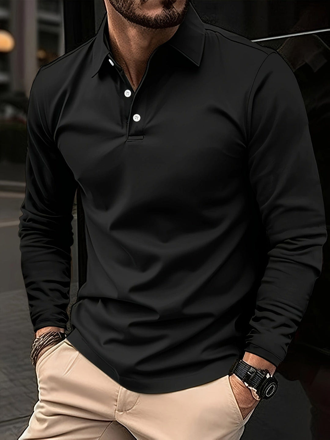 Emiliano™ - Camicia a maniche lunghe con collo alla coreana!