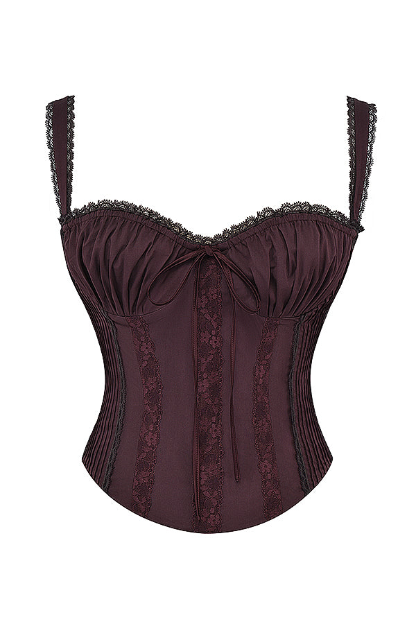 Grazina - Elegante Bruine Kanten Corset Top