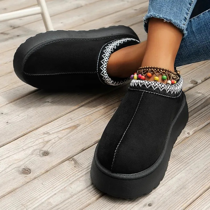 Ornella™ - Stivali da neve in pelle con piattaforma in peluche