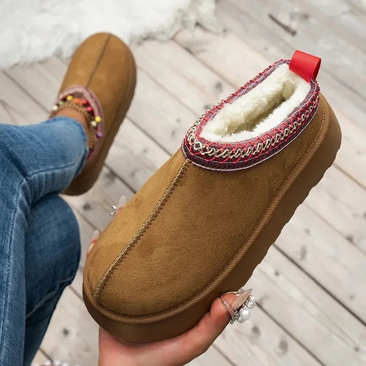 Ornella™ - Stivali da neve in pelle con piattaforma in peluche