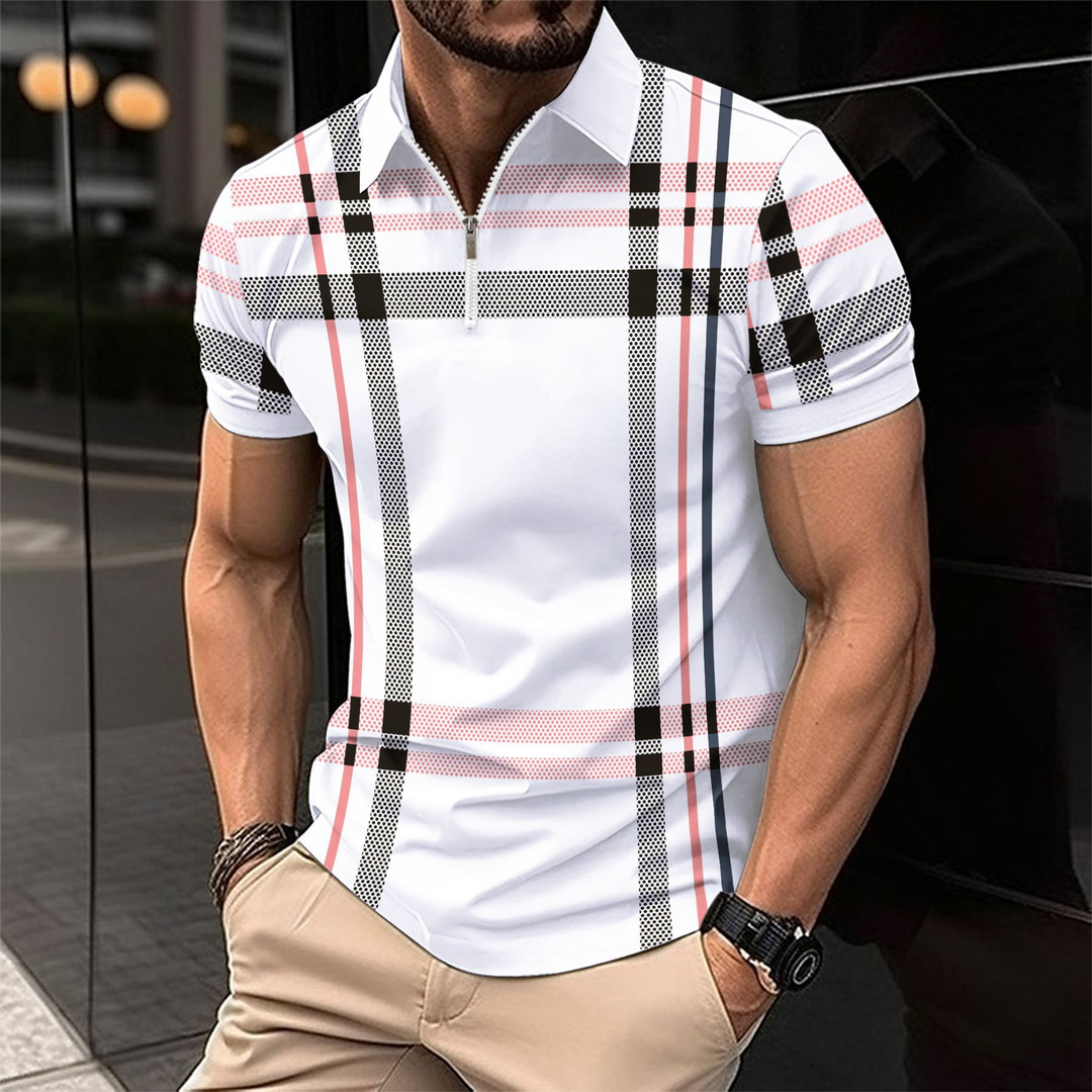 Elegante polo da uomo con motivo a quadri di tendenza, perfetta per ogni occasione.