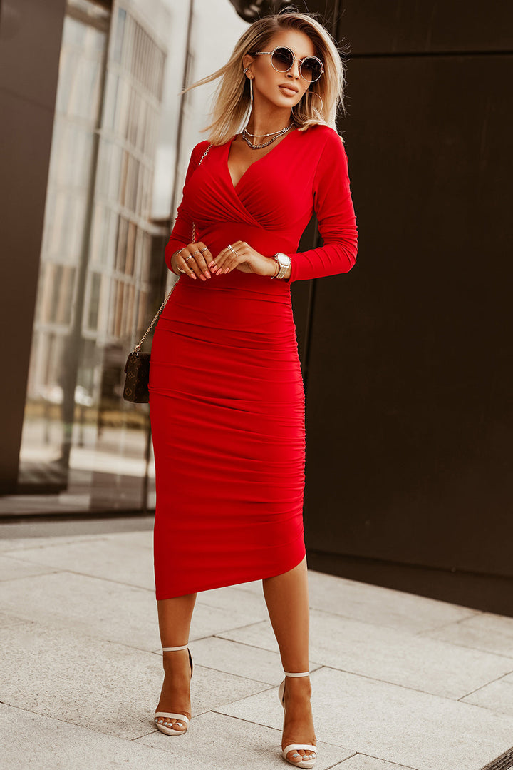 Davina - Verleidelijk Ruches Wrap Jurk