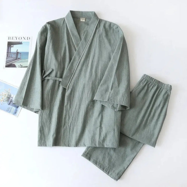 Esclusivo set di pigiama in tweed con elegante kimono giapponese per uomo
