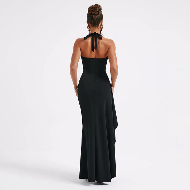 <p>Elena – Elegante Maxi Abito in Luxe Bordeaux Rosso</p>