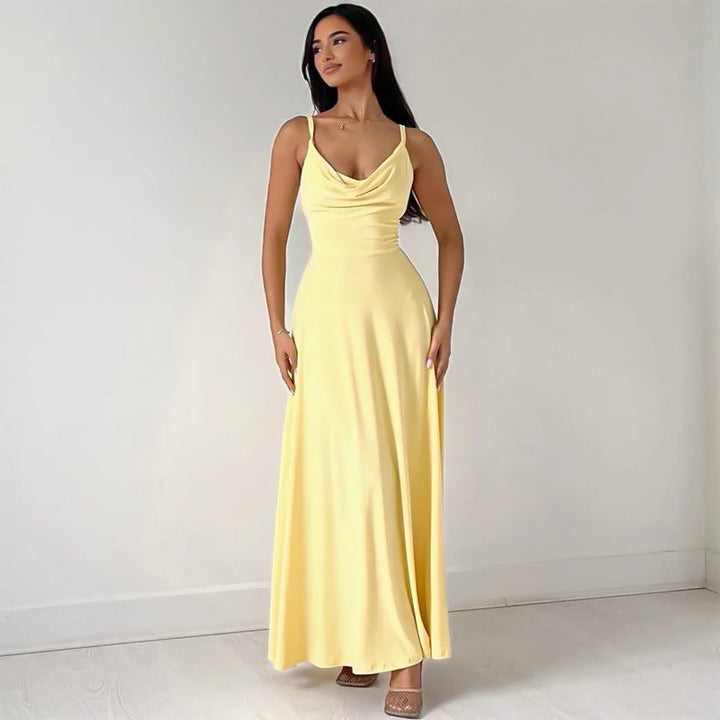 Dione - Elegante Maxi Abito con Sottile Spalline Raffinate