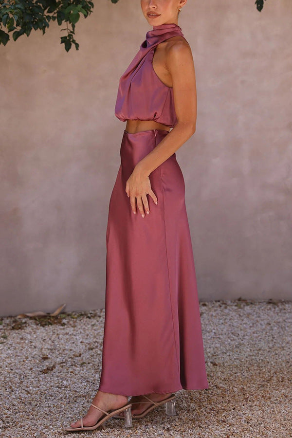 Luisa™ - Set Top Corto Senza Maniche e Gonna Lunga in Seta