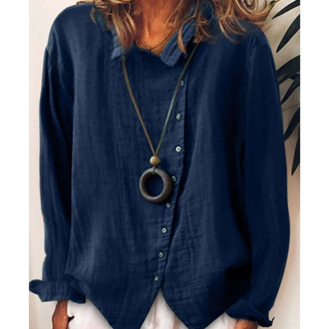 Camicia da donna a maniche lunghe button-down - comfort ed eleganza per tutti i giorni