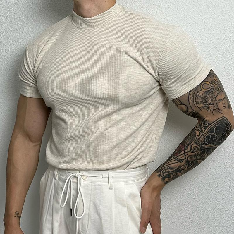 Heinrich | T-shirt a coste alla moda con elegante collo alto - comfort e stile per la vita di tutti i giorni