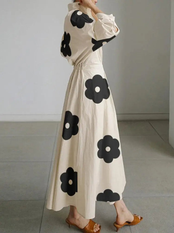 <html>L'Elodie - Elegante Vestito Midi a Righe in Stampa Floreale per Donne</html>
