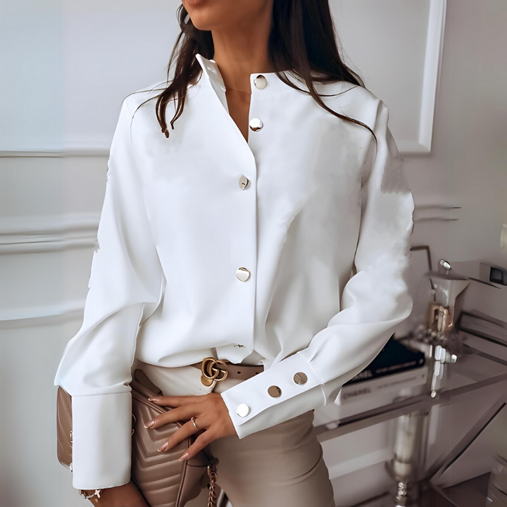 Elegante camicia da donna a maniche lunghe con bottoni - un look elegante e alla moda