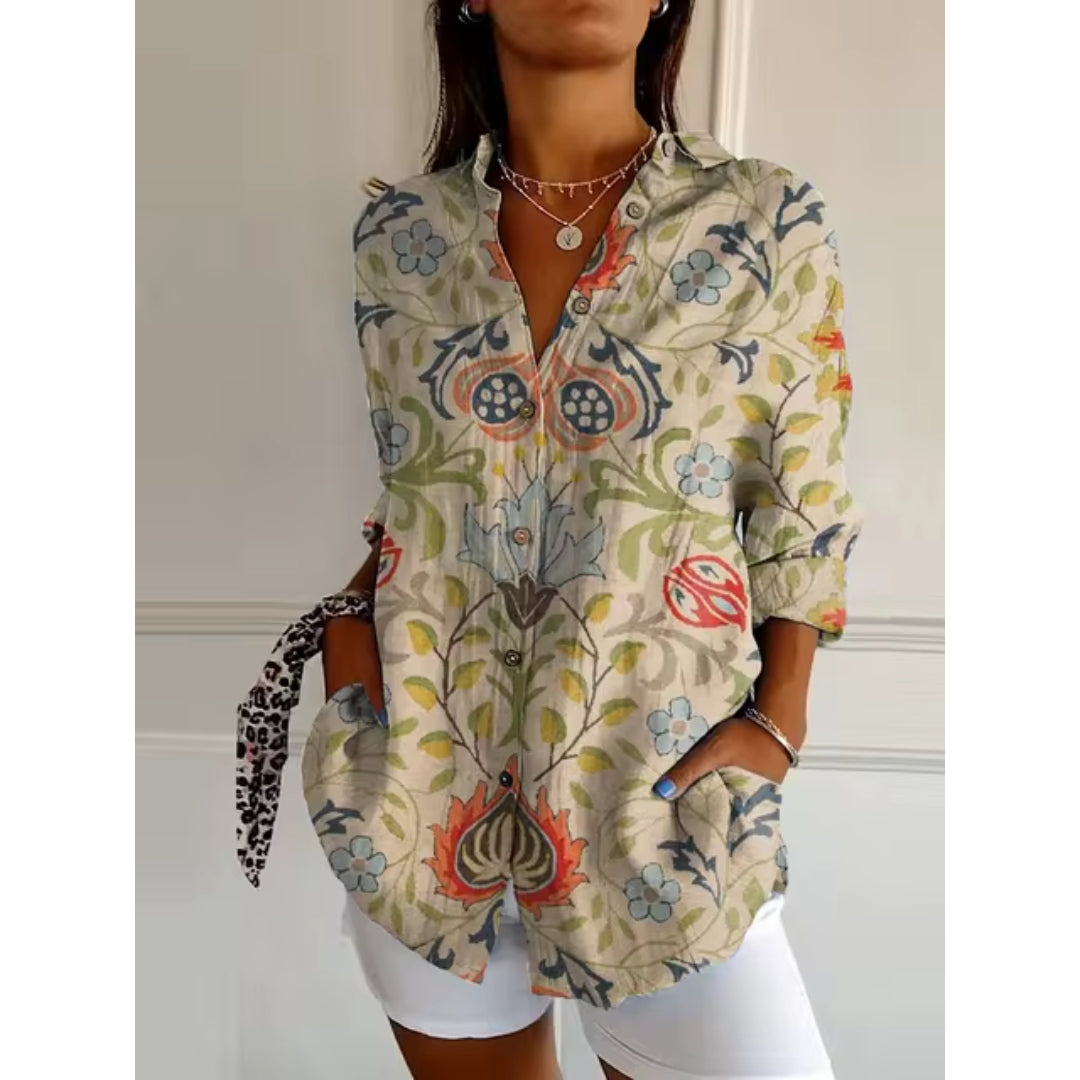 Elegante abito floreale da donna con maniche lunghe - eleganza e comfort per tutti i giorni