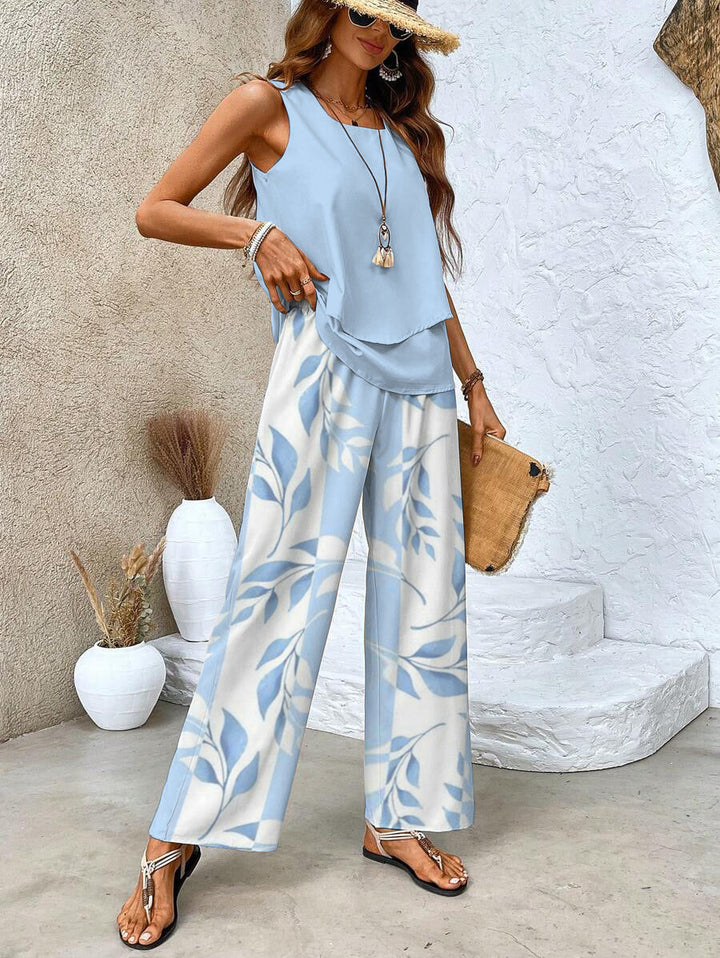 Natala™ - Set Estivo Casual Due Pezzi Blu Chiaro da Donna