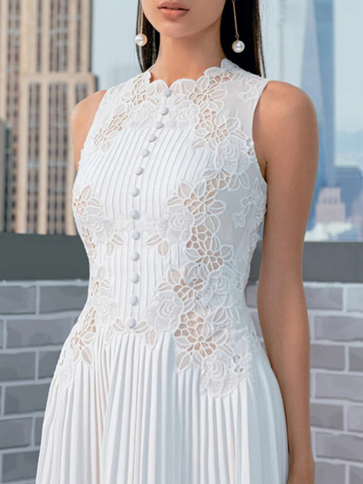 Elinore - Meravigliosa Vestito Estivo Plissettato Ricamato