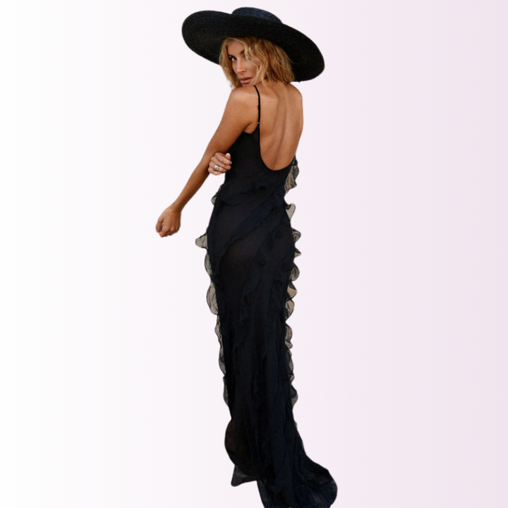 <html>
<body>
<p>Almudena | Abito maxi elegante con ruches giocose</p>
</body>
</html>