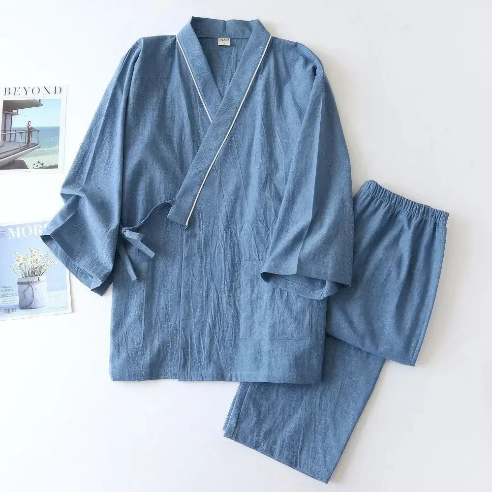 Esclusivo set di pigiama in tweed con elegante kimono giapponese per uomo
