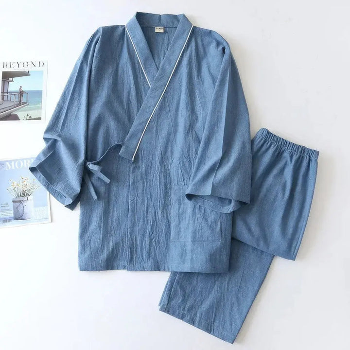 Esclusivo set di pigiama in tweed con elegante kimono giapponese per uomo