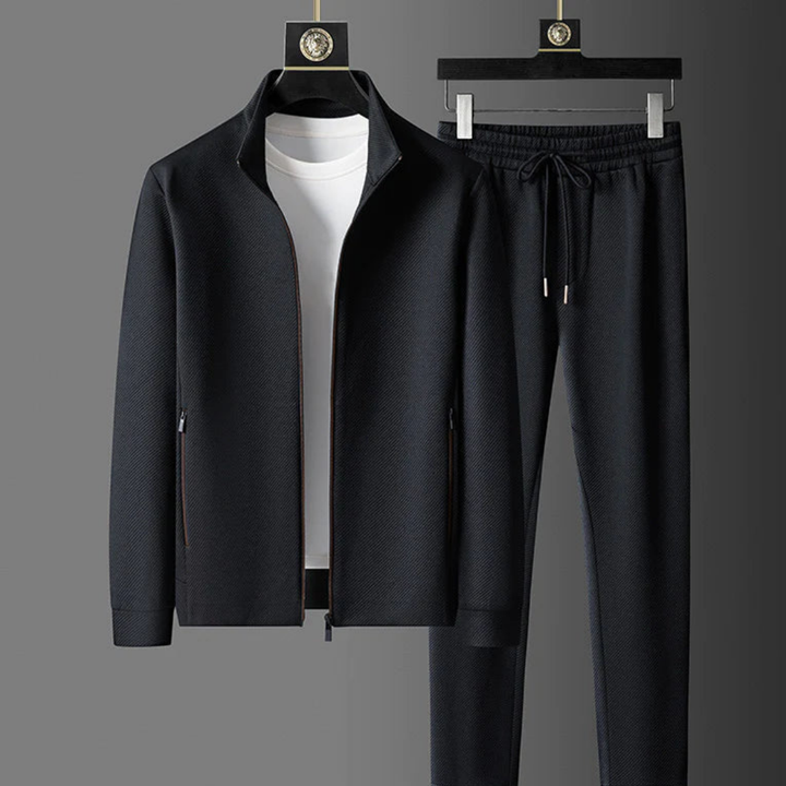 Elegante set da uomo in due pezzi con zip e pratiche tasche