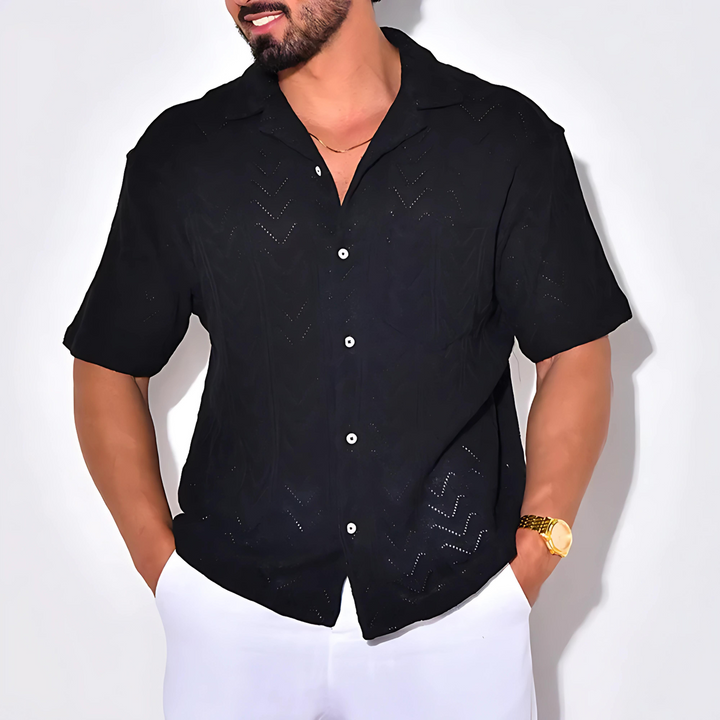 Camicia elegante da uomo a maniche corte con colletto a revers - comoda e alla moda per ogni occasione