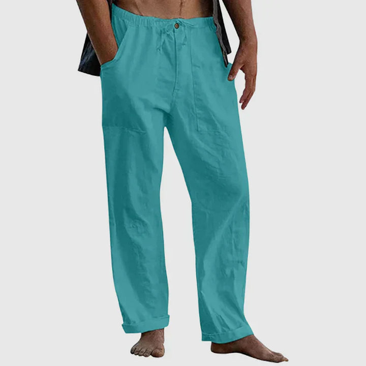 Pantaloni da spiaggia in lino larghi e stilosi per uomo.