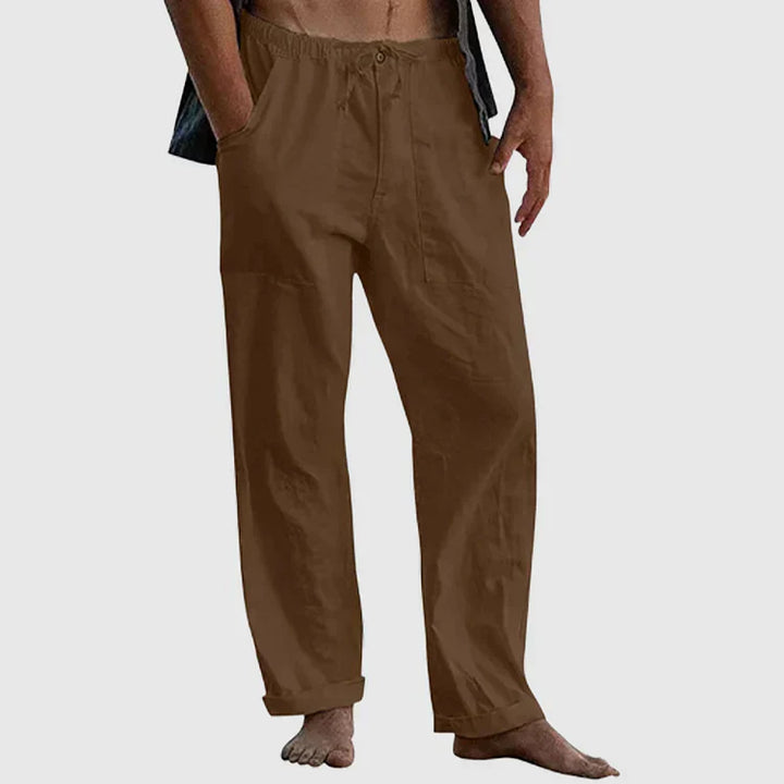 Pantaloni da spiaggia in lino larghi e stilosi per uomo.