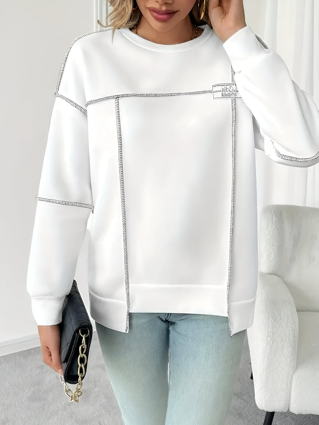 Céline - Trendy Asymmetrisches Ripp-Sweatshirt mit Kapuze