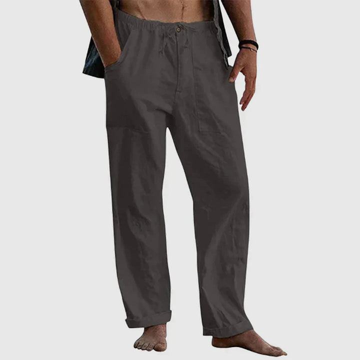 Pantaloni da spiaggia in lino larghi e stilosi per uomo.