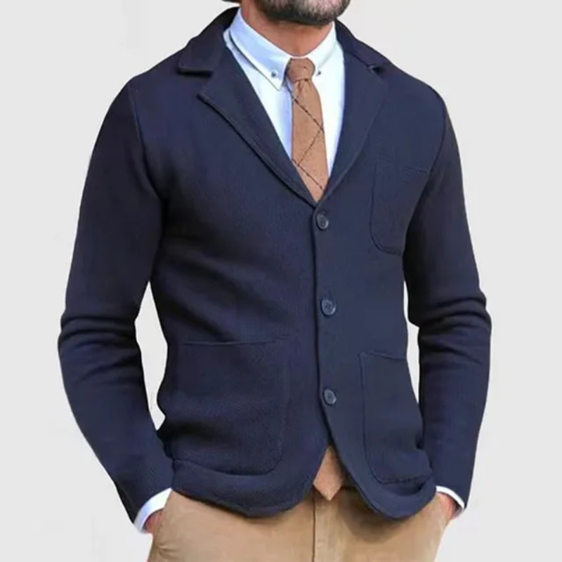 Blazer da uomo in maglia slim fit dal design contemporaneo