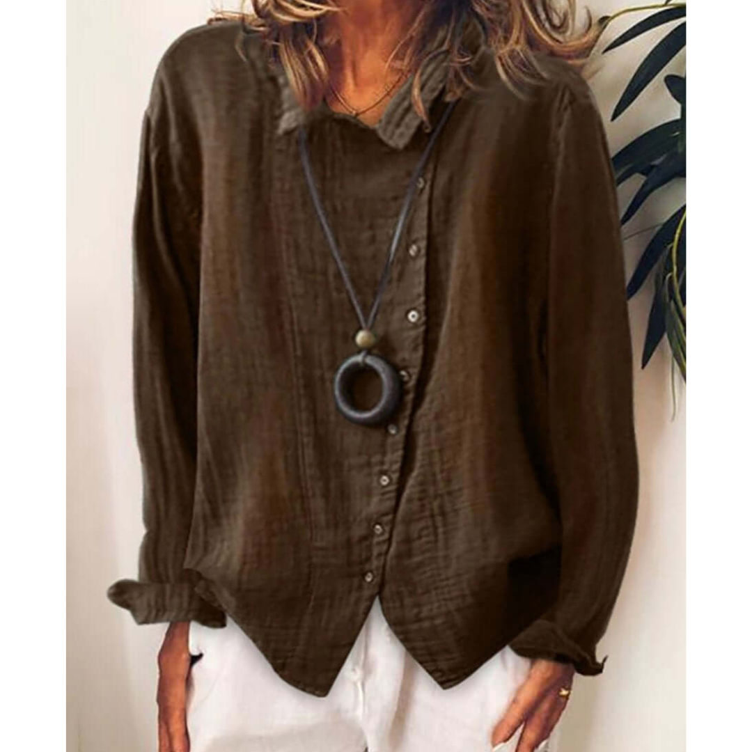 Camicia da donna a maniche lunghe button-down - comfort ed eleganza per tutti i giorni