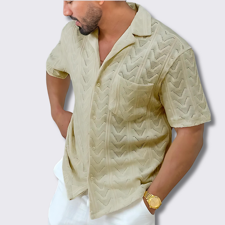 Camicia elegante da uomo a maniche corte con colletto a revers - comoda e alla moda per ogni occasione