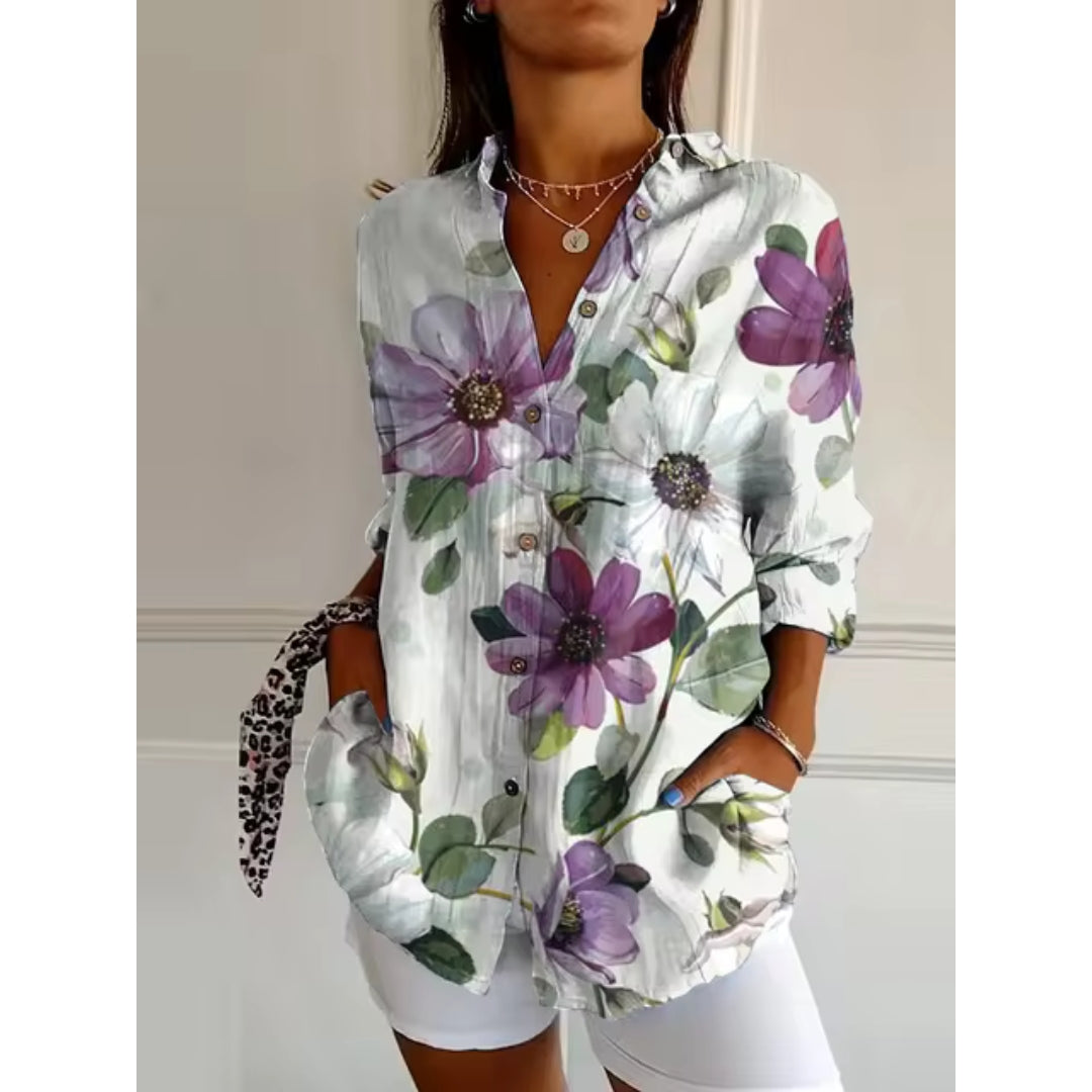 Elegante abito floreale da donna con maniche lunghe - eleganza e comfort per tutti i giorni