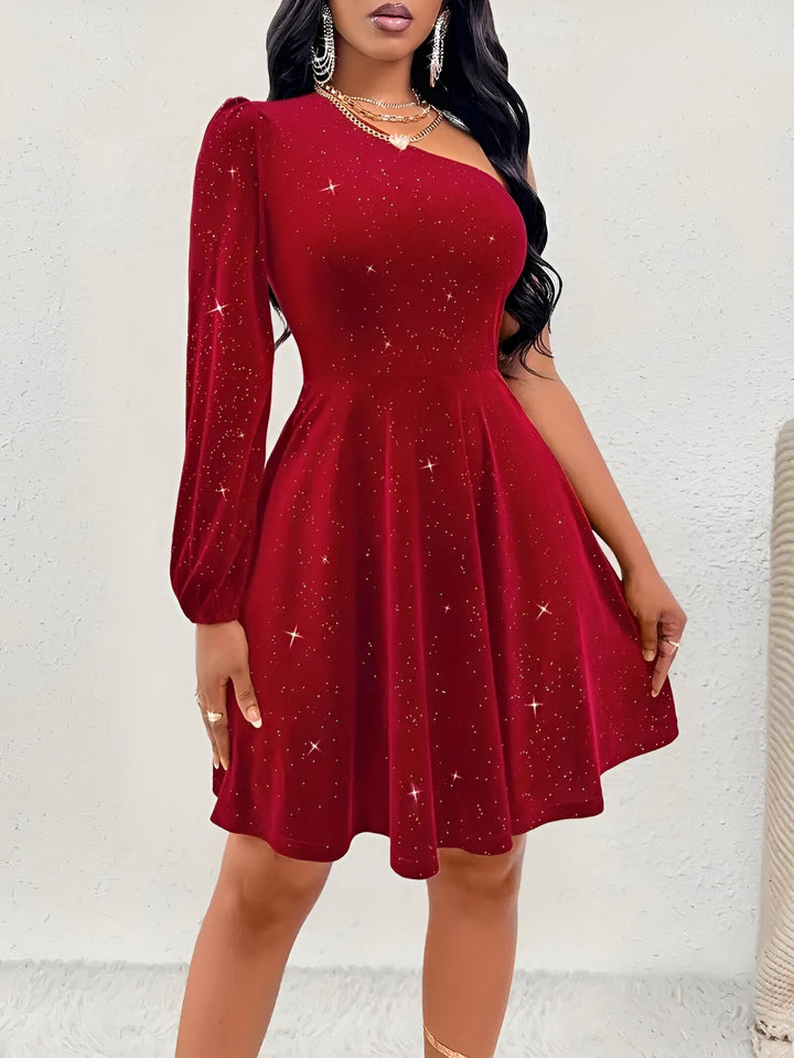 Charlotta - Elegante Abito a Manica Unica con Rouches per un Aspetto Chic