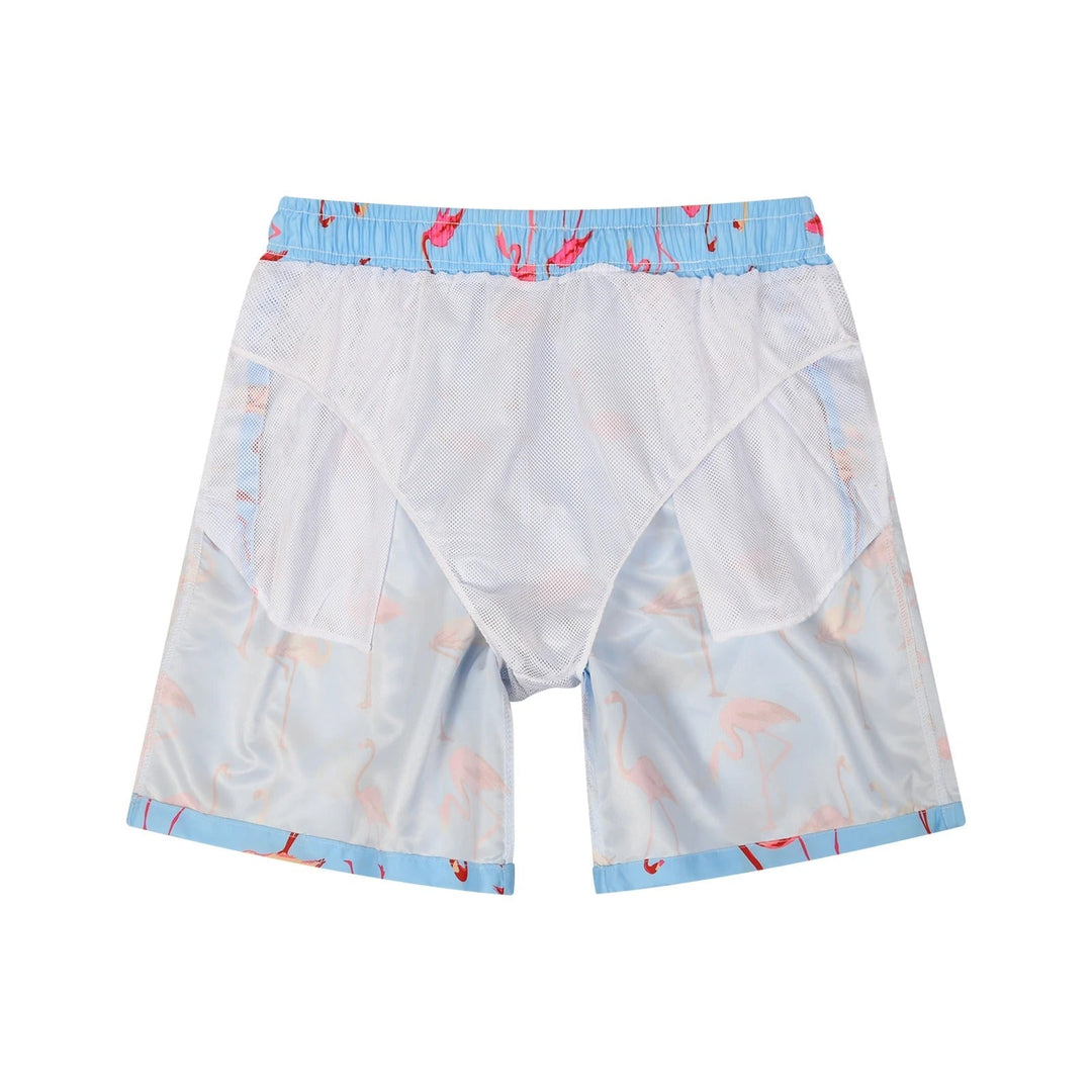 Trendy lichtblauwe zwemshort met modieuze vogelprint - Hayden