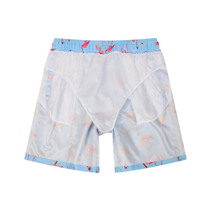 Trendy lichtblauwe zwemshort met modieuze vogelprint - Hayden