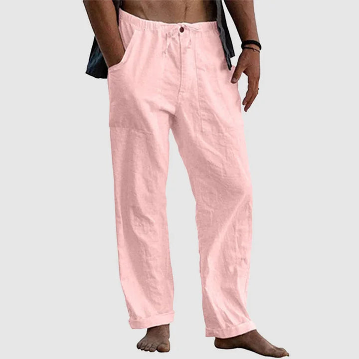 Pantaloni da spiaggia in lino larghi e stilosi per uomo.