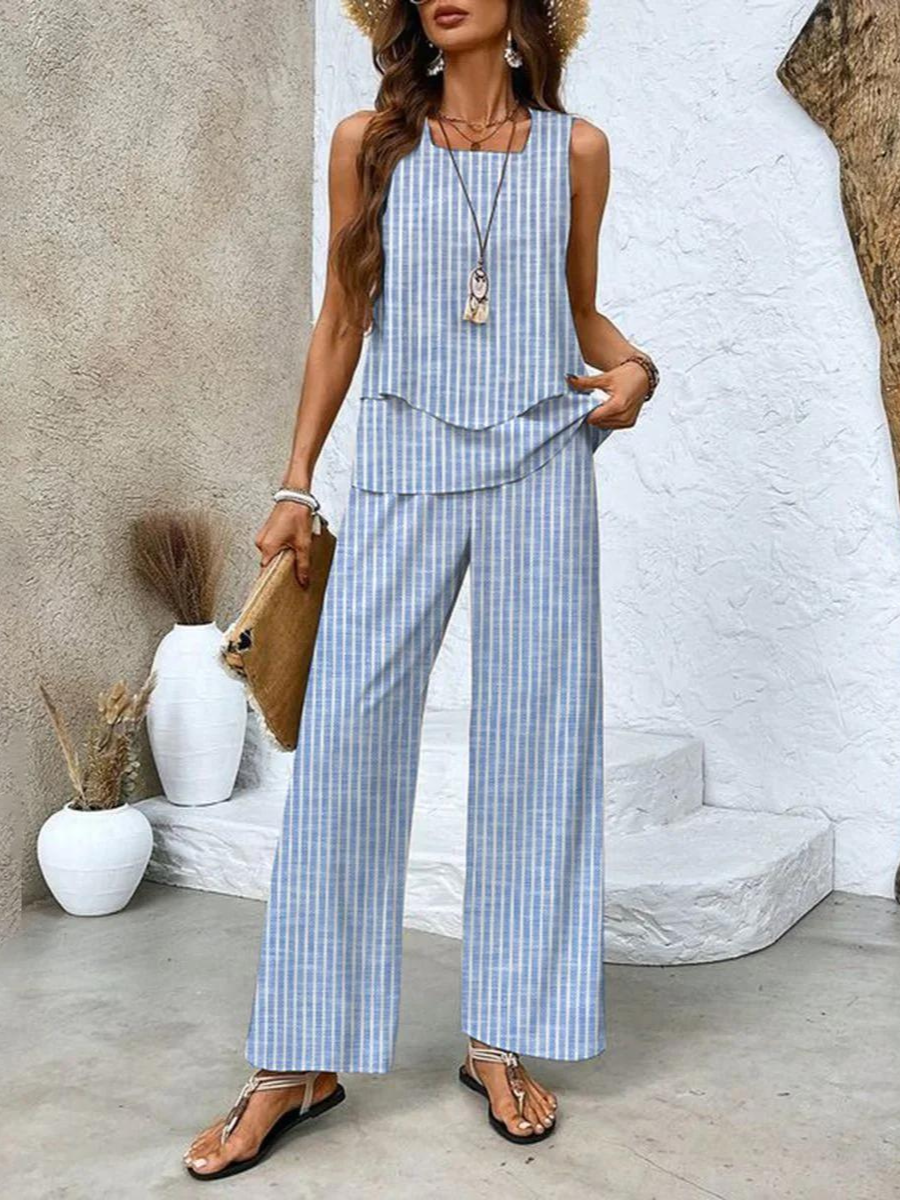 Natala™ - Set Estivo Casual Due Pezzi Blu Chiaro da Donna