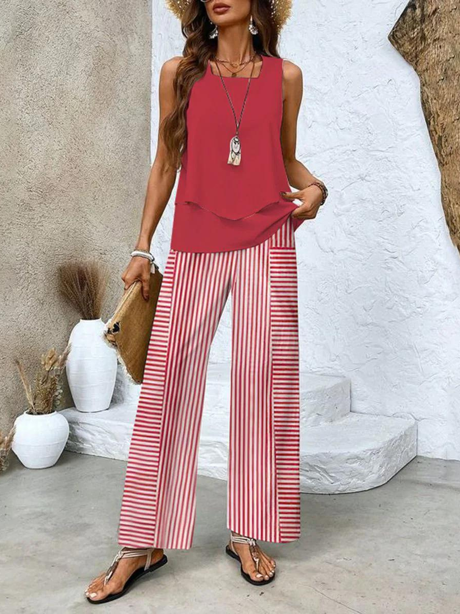 Natala™ - Set Estivo Casual Due Pezzi Blu Chiaro da Donna
